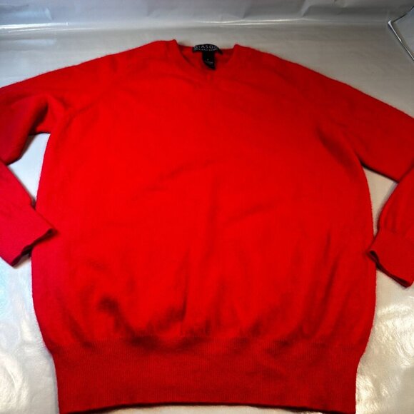 Giasone V Neck Sweater Mens 2 Ply Cashmere Long Sleeve Red Top Knit Shirt - Picture 6 of 16